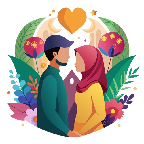 Wazifa for love marriage Islamic couple illustration showing nikah and halal relationship
